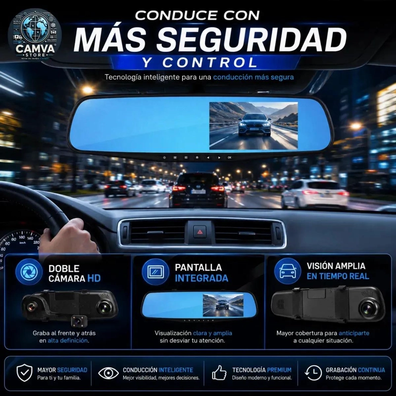 CAMARA DE AUTO CON ESPEJO RETROVISOR Y RETROCESO - 10