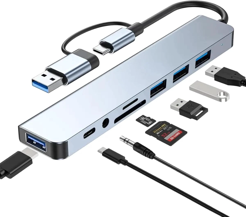 HUB USB TIPO C 8 EN 1 CON HDMI Y LECTOR DE TARJETAS - 1