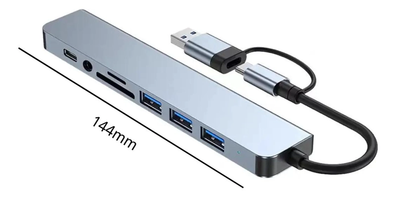HUB USB TIPO C 8 EN 1 CON HDMI Y LECTOR DE TARJETAS - 8