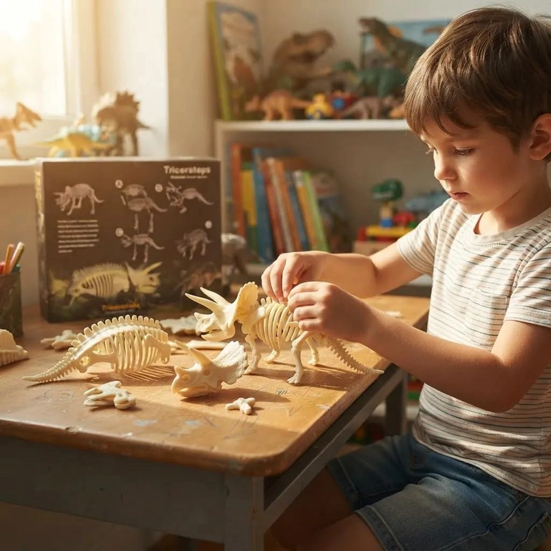 JUGUETE DIDACTICO ESQUELETO ARMABLE TRICERATOPS PARA APRENDER - 1