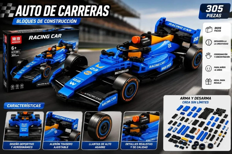 AUTO DE CARRERAS F1 PARA ARMAR BLOQUES DE CONSTRUCCION CREATIVOS - 2