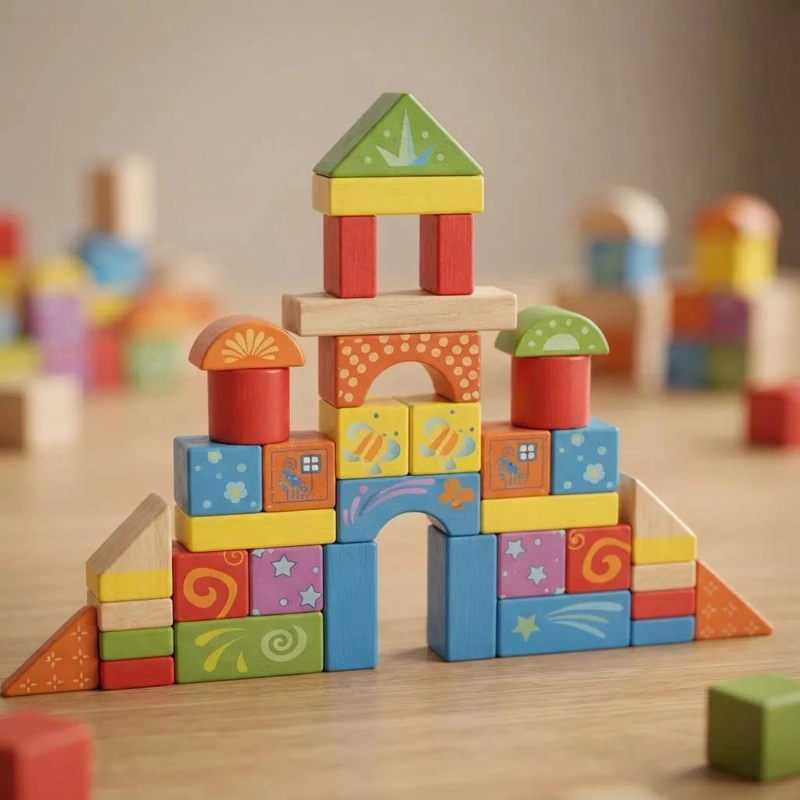 SET DE BLOQUES DE MADERA DIDACTICOS PARA NIÑOS 40 PIEZAS - 2
