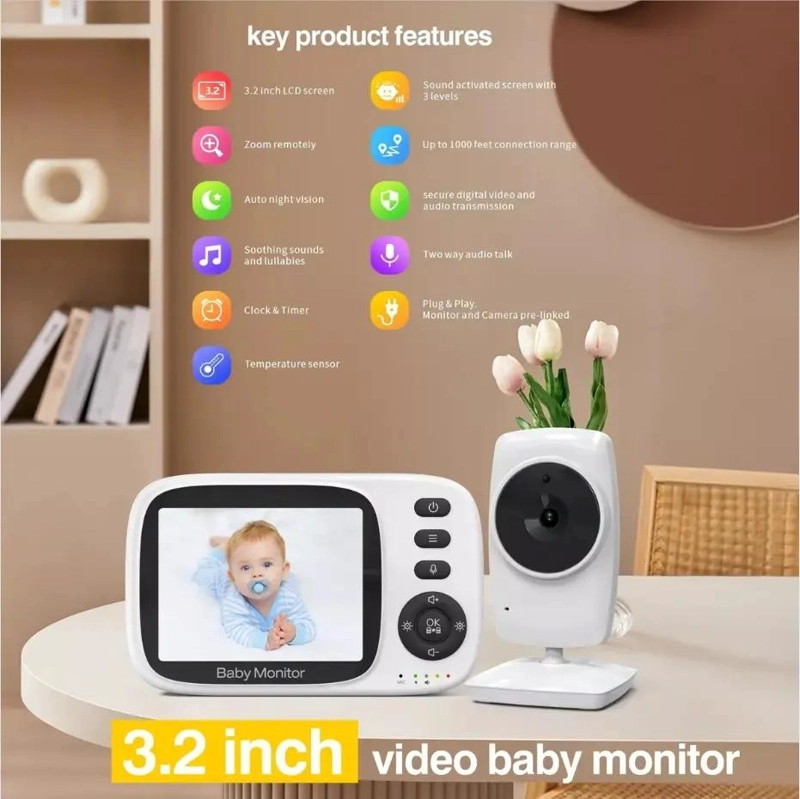 MONITOR DE VIDEO PARA BEBE S CON VISION NOCTURNA Y AUDIO BIDIRECCIONAL - 3