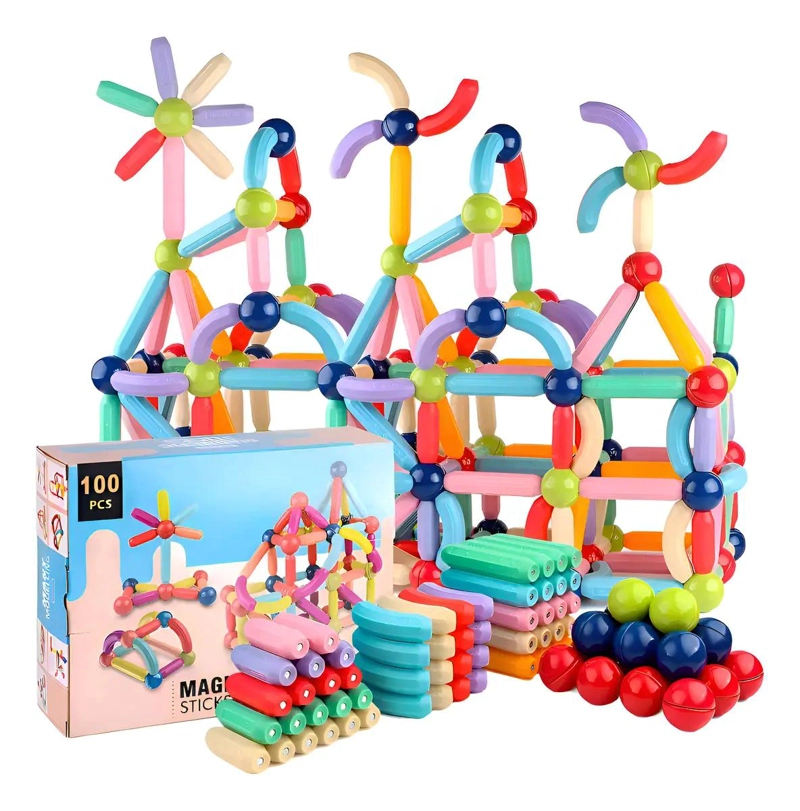 JUEGO DE CONSTRUCCION MAGNE TICO 100 PIEZAS PARA NIÑOS - 1