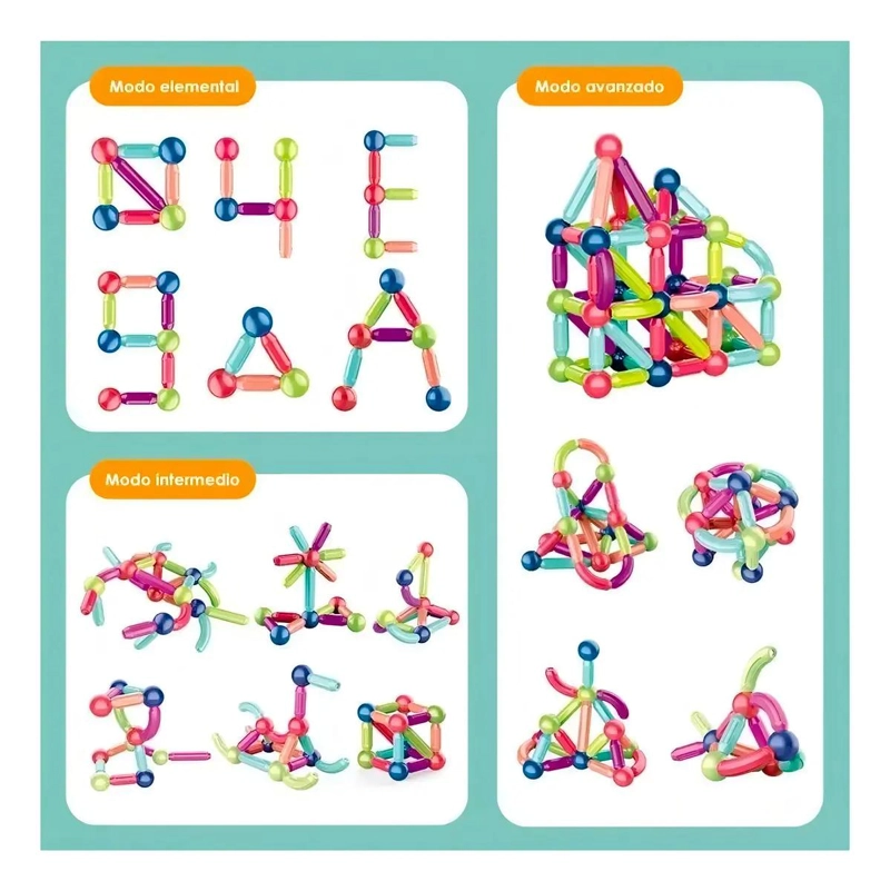 JUEGO DE CONSTRUCCION MAGNE TICO 100 PIEZAS PARA NIÑOS - 4