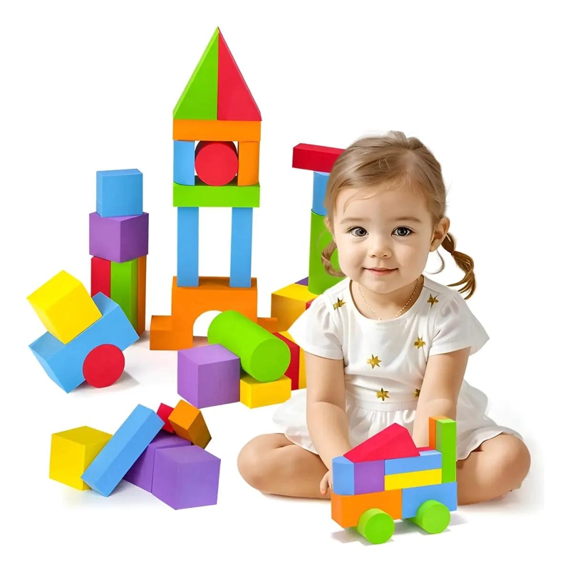 BLOQUES DE ESPUMA MULTICOLORES PARA NIÑOS 46 PIEZAS - 1