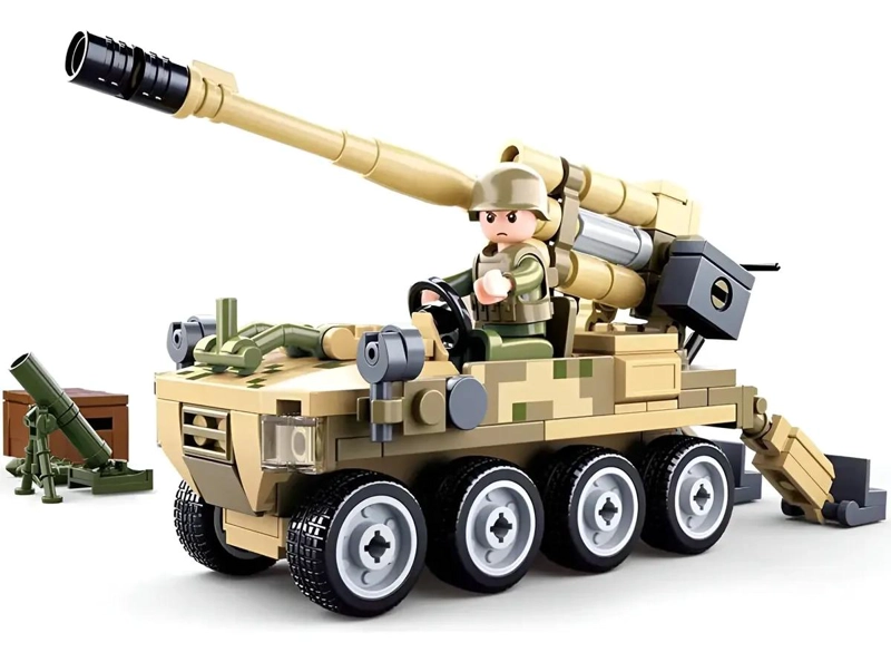JUEGO DE BLOQUES DE CONSTRUCCION MILITAR CON CAÑON Y SOLDADOS - 1