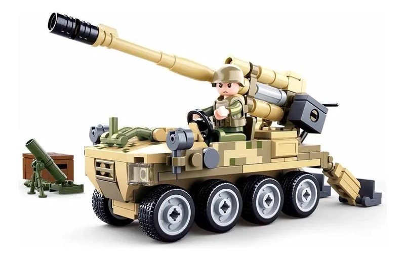 JUEGO DE BLOQUES DE CONSTRUCCION MILITAR CON CAÑON Y SOLDADOS - 5
