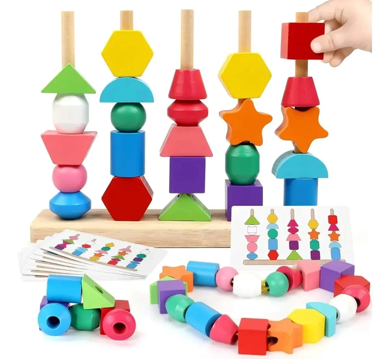 JUEGO DE CUENTAS DE MADERA MONTESSORI PARA NIÑOS PEQUEÑOS - 1