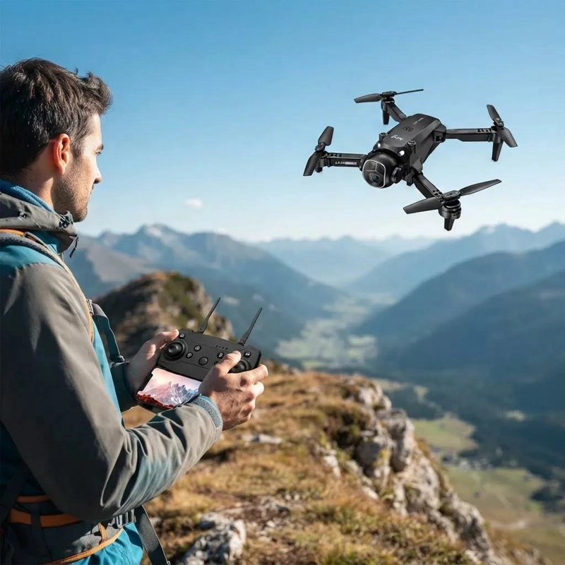 DRONE PLEGABLE CON CAMARA HD Y CONTROL REMOTO PARA AVENTURA - 1