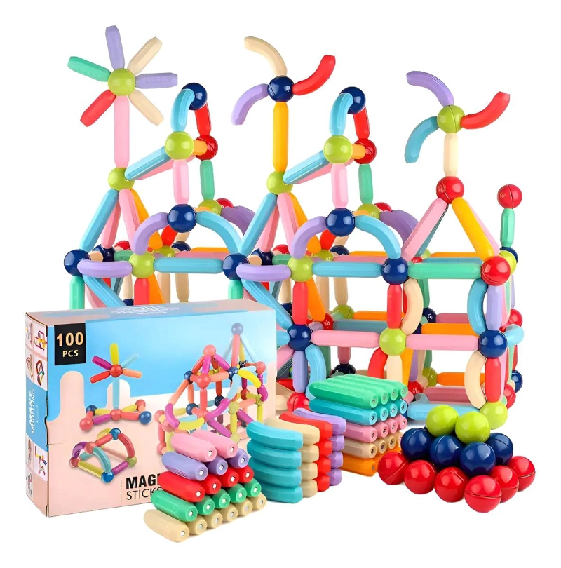 BLOQUES MAGNE TICOS DE CONSTRUCCION 100 PIEZAS PARA NIÑOS - 1