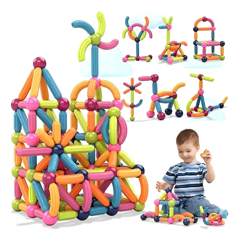 BLOQUES MAGNE TICOS DE CONSTRUCCION 100 PIEZAS PARA NIÑOS - 3