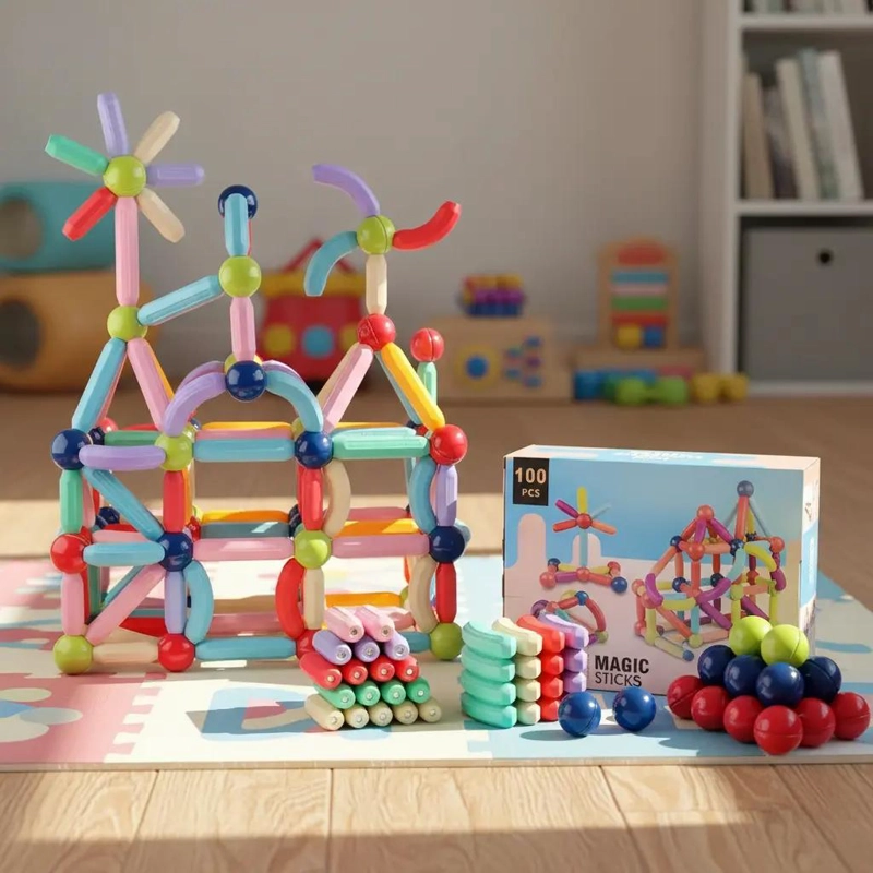 BLOQUES MAGNE TICOS DE CONSTRUCCION 100 PIEZAS PARA NIÑOS - 4