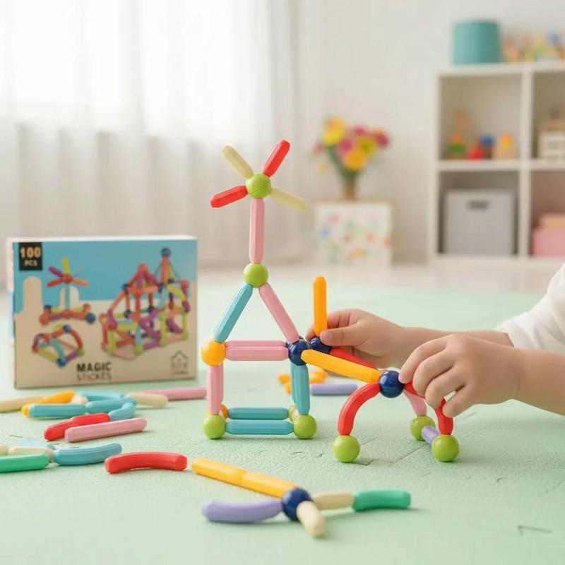 BLOQUES MAGNE TICOS DE CONSTRUCCION 100 PIEZAS PARA NIÑOS - 5