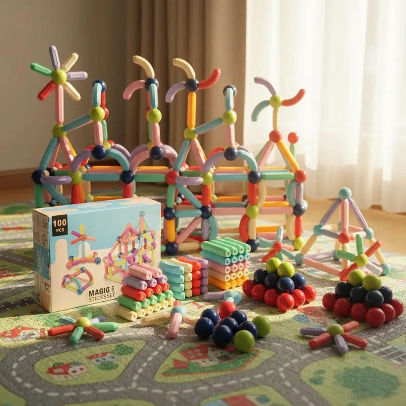 BLOQUES MAGNE TICOS DE CONSTRUCCION 100 PIEZAS PARA NIÑOS - 6