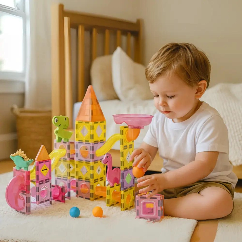 JUEGO DE BLOQUES MAGNE TICOS DIDACTICOS 69 PIEZAS PARA CONSTRUCCION - 1