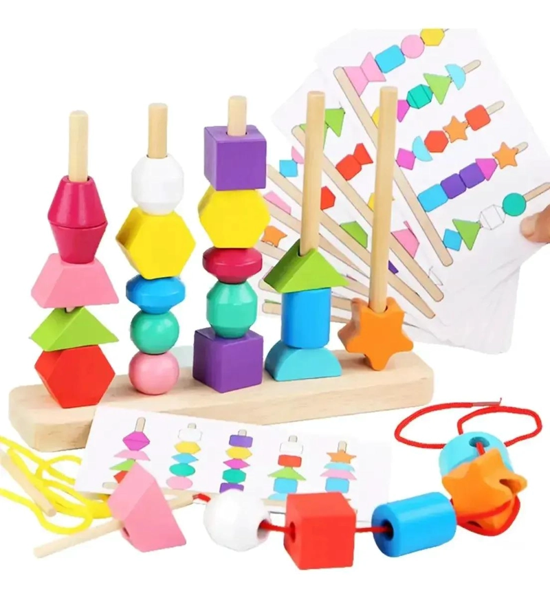 25 PIEZAS DE BLOQUES GEOME TRICOS DE MADERA PARA NIÑOS - 1