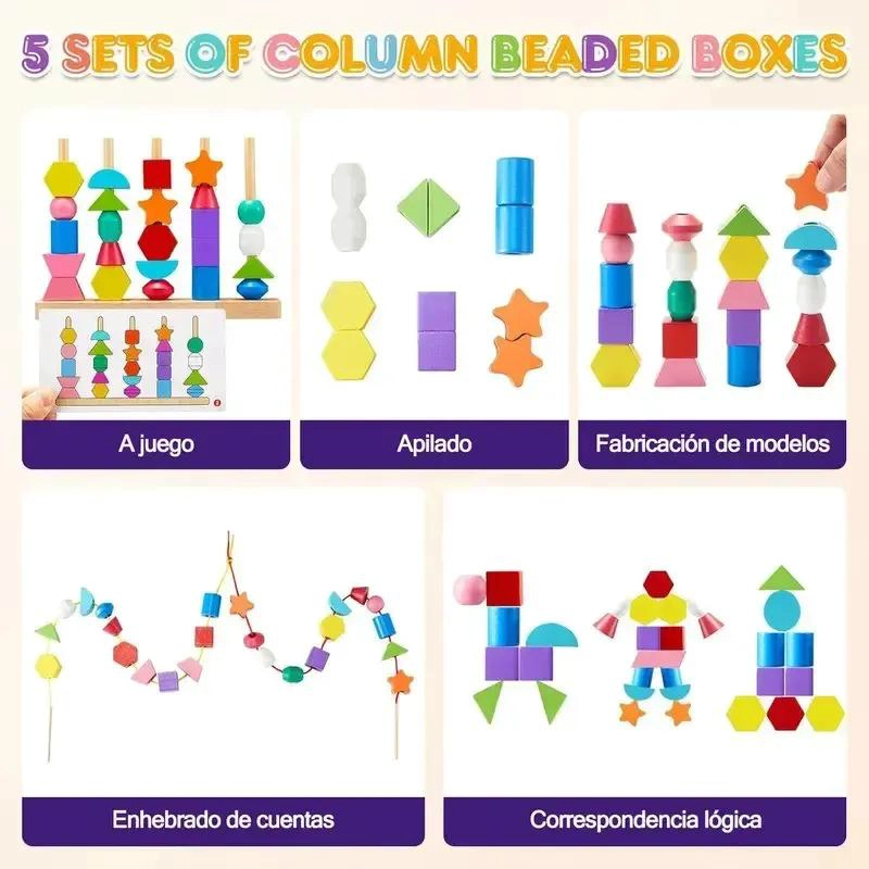 25 PIEZAS DE BLOQUES GEOME TRICOS DE MADERA PARA NIÑOS - 3