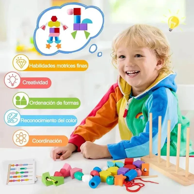 25 PIEZAS DE BLOQUES GEOME TRICOS DE MADERA PARA NIÑOS - 4