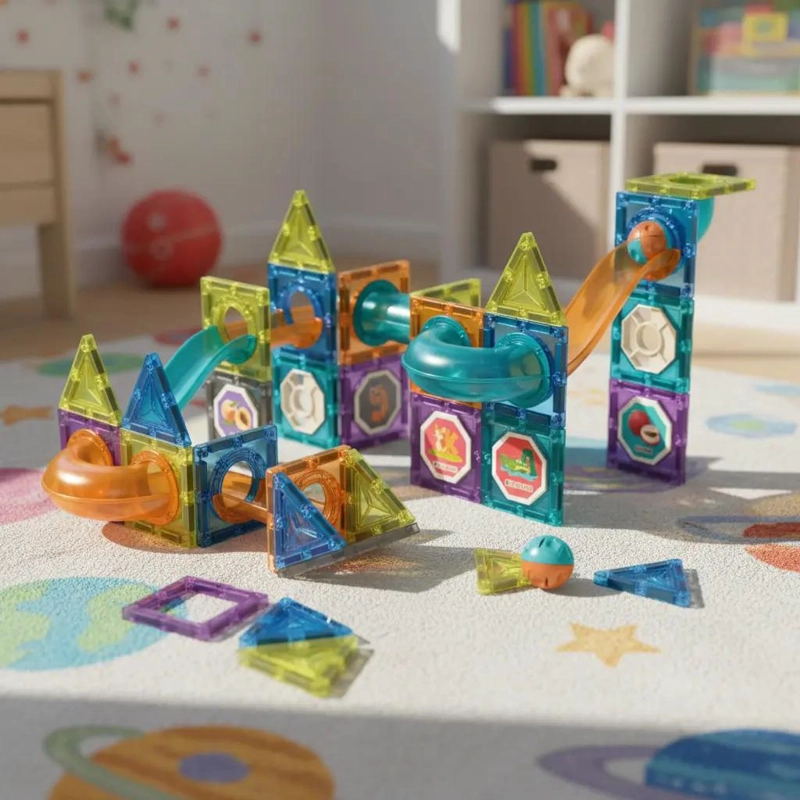 SET DE BLOQUES MAGNE TICOS GEOME TRICOS 45 PIEZAS PARA NIÑOS - 1