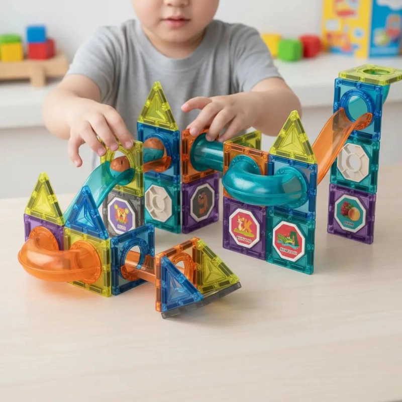 SET DE BLOQUES MAGNE TICOS GEOME TRICOS 45 PIEZAS PARA NIÑOS - 4