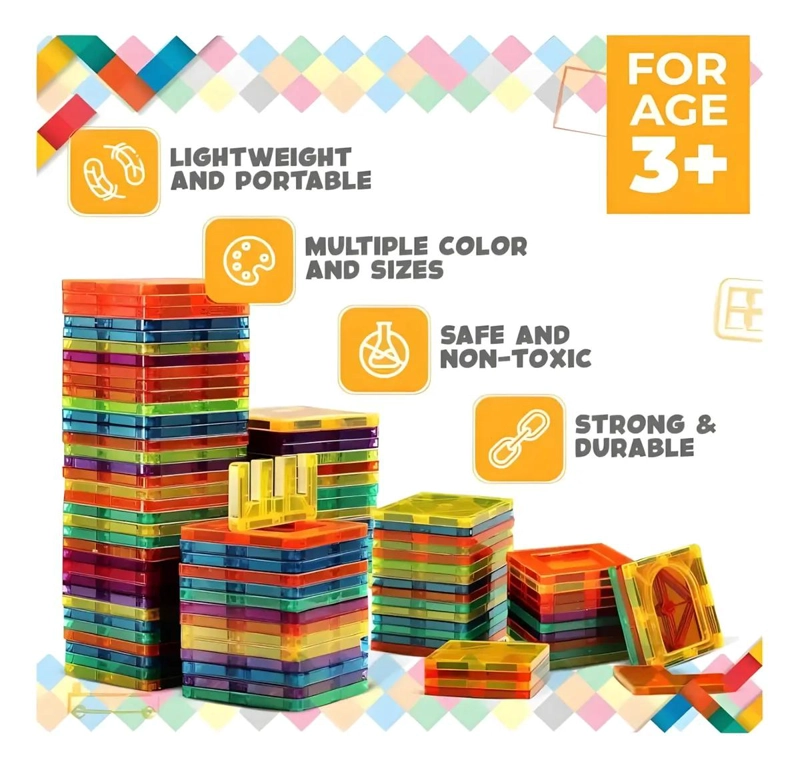 KIT DE 60 PIEZAS DE BLOQUES MAGNE TICOS PARA CONSTRUCCION - 2