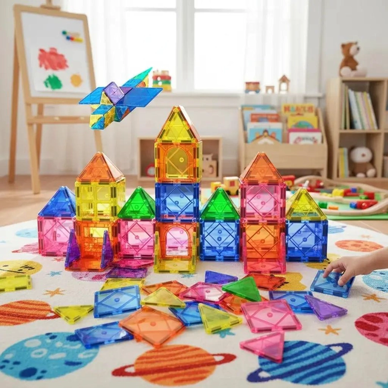KIT DE 60 PIEZAS DE BLOQUES MAGNE TICOS PARA CONSTRUCCION - 6