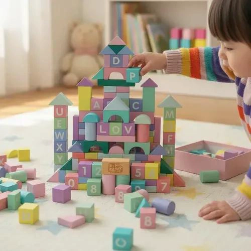 BLOQUES DE CONSTRUCCION DE MADERA PARA NIÑOS 61 PIEZAS SEGURAS - 2