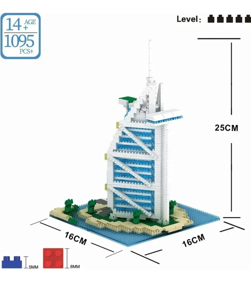 SET DE CONSTRUCCION 3D DEL HOTEL BURJ AL ARAB CON 1095 PIEZAS - 5