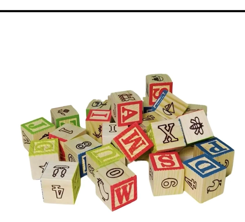 BLOQUES DE MADERA CON LETRAS DEL ABECEDARIO PARA NIÑOS - 1
