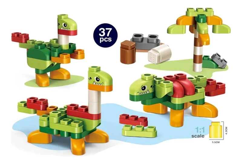 BLOQUES ARMABLES INFANTILES 37 PIEZAS DISEÑO DINOSAURIO - 1