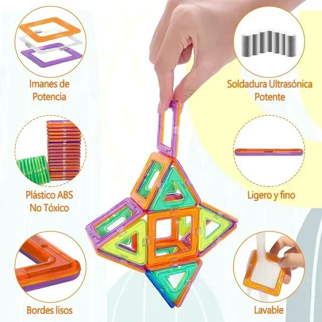 JUEGO DE BLOQUES MAGNE TICOS 46 PIEZAS PARA NIÑOS - 4