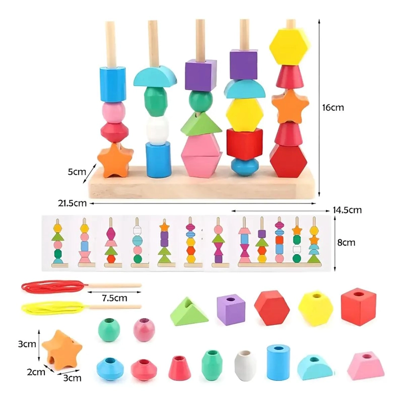 CUENTAS DE MADERA PARA NIÑOS CON FORMAS Y COLORES BRILLANTES - 2