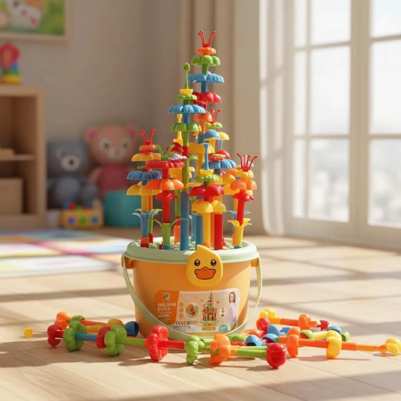BALDE DE BLOQUES DE CONSTRUCCION 142 PIEZAS PARA NIÑOS - 1