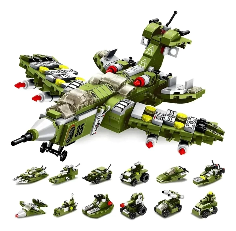 BLOQUES ARMABLES DE AVION MILITAR 576 PIEZAS PARA CREAR - 3