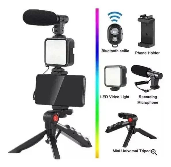 KIT DE GRABACION CON MICROFONO Y LUZ LED PARA VIDEOS - 5