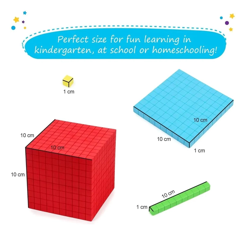 BLOQUES CONECTABLES BASE 10 PARA APRENDIZAJE MATEMATICO 122 PIEZAS - 7