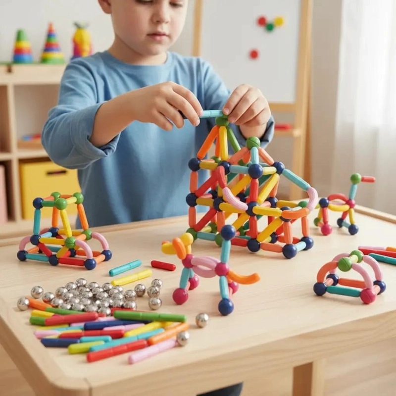 JUEGO DE CONSTRUCCION DE PIEZAS IMANTADAS PARA NIÑOS - 6