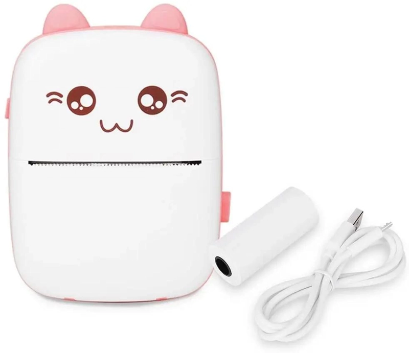 IMPRESORA TE RMICA PORTATIL BLUETOOTH ROSA CON 11 ROLLOS - 2