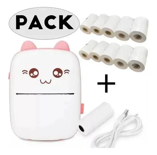 IMPRESORA TE RMICA PORTATIL BLUETOOTH ROSA CON 11 ROLLOS - 3