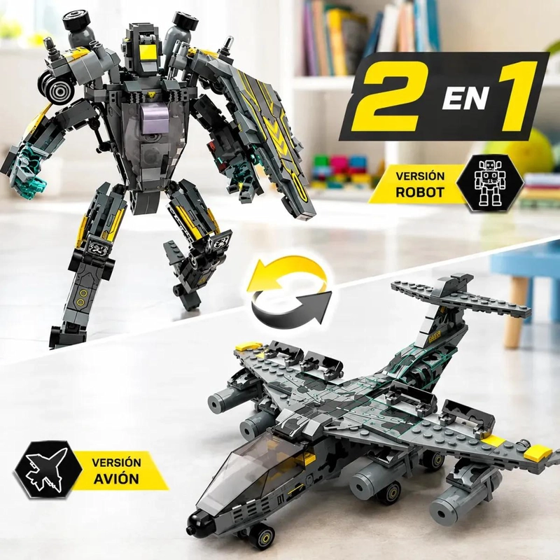 JUEGO DE CONSTRUCCION AVION Y ROBOT ARMABLE 549 PIEZAS - 1