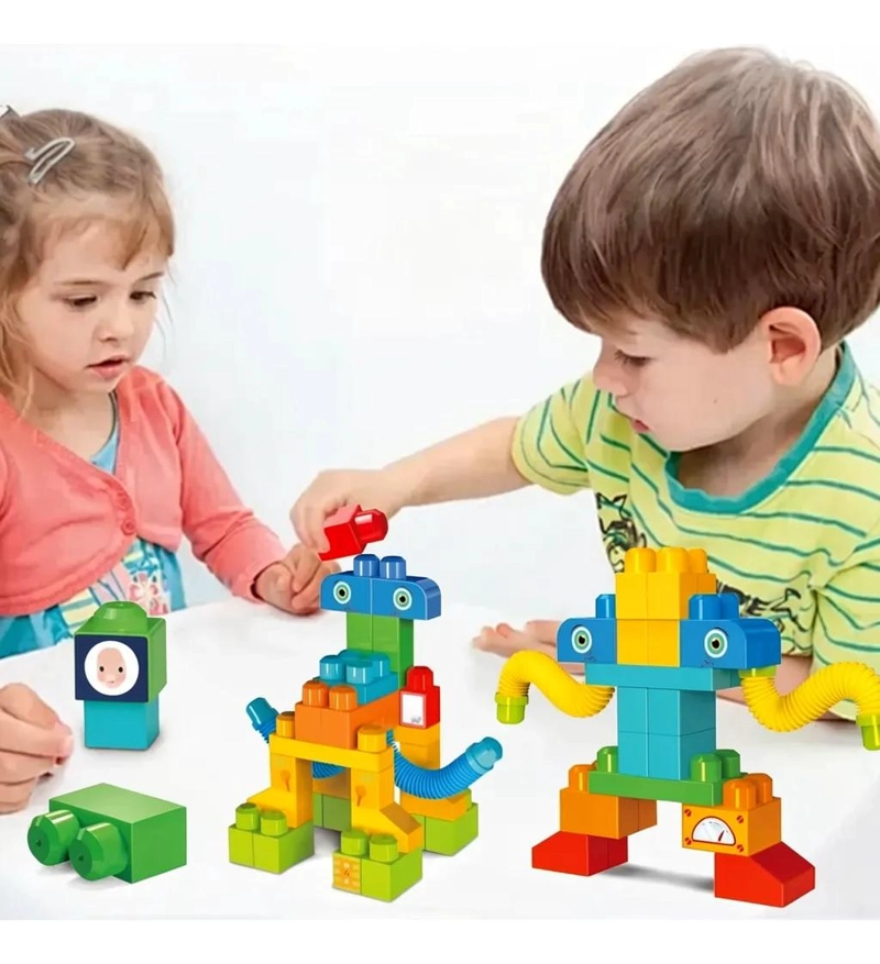 BLOQUES DE CONSTRUCCION DIDACTICOS 60 PIEZAS PARA NIÑOS - 1