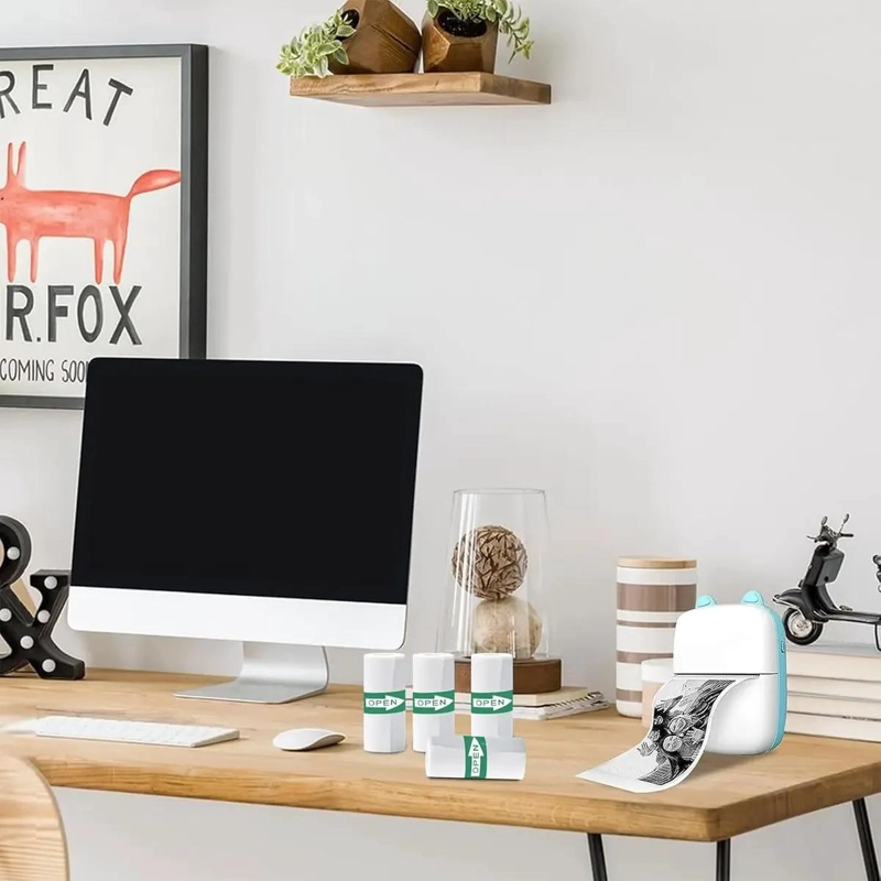 MINI IMPRESORA TE RMICA BLUETOOTH PORTATIL CON 10 ROLLOS ADHESIVOS - 4