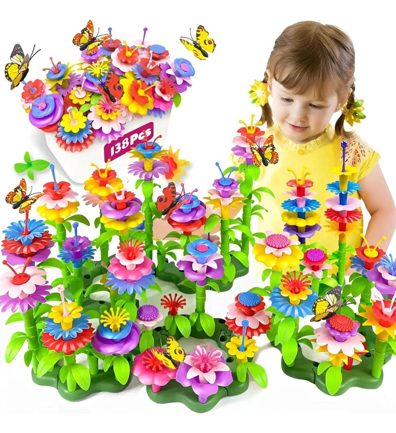 JUGUETE DE CONSTRUCCION DE FLORES CON 138 PIEZAS PARA NIÑOS - 1