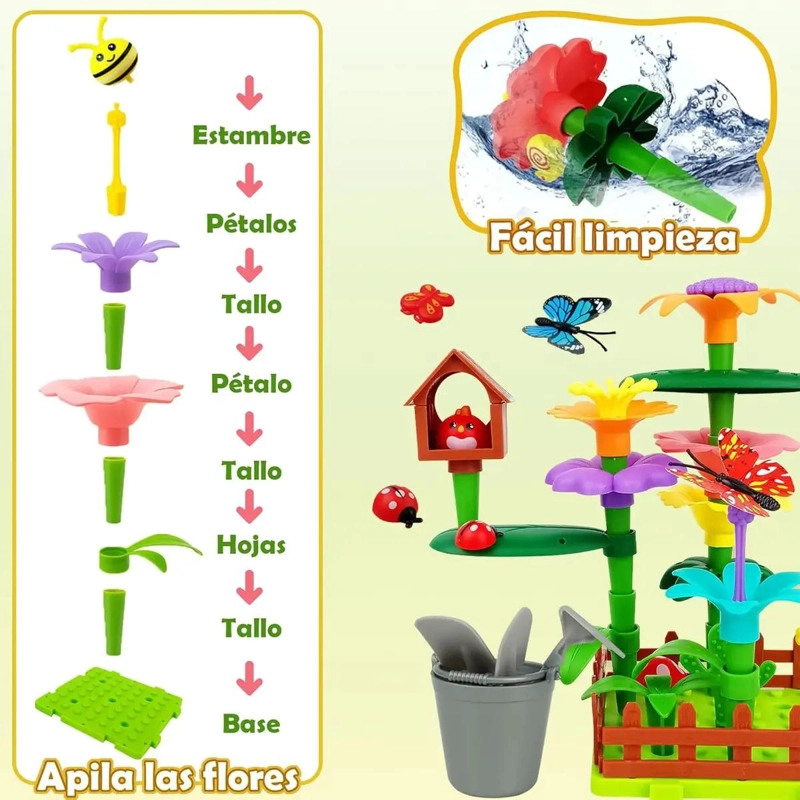 JUGUETE DE CONSTRUCCION DE FLORES CON 138 PIEZAS PARA NIÑOS - 2
