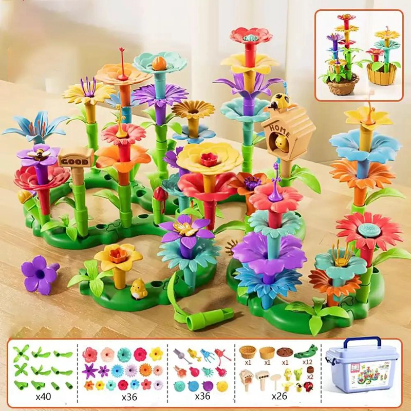 JUGUETE DE CONSTRUCCION DE FLORES CON 138 PIEZAS PARA NIÑOS - 3