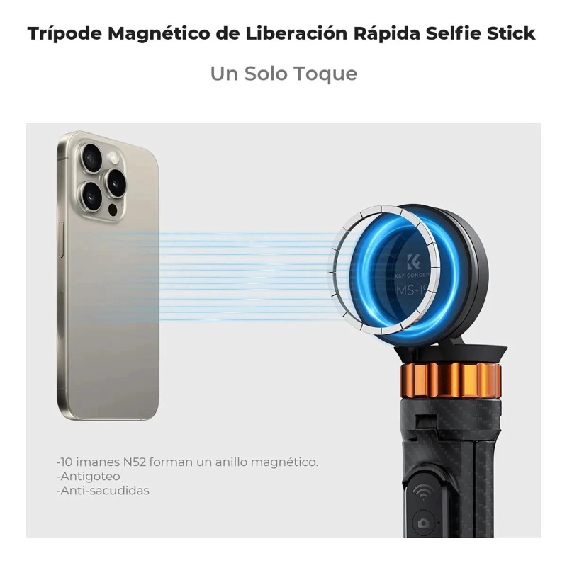 TRIPODE MAGNE TICO AJUSTABLE PARA SMARTPHONE CON CONTROL REMOTO - 2