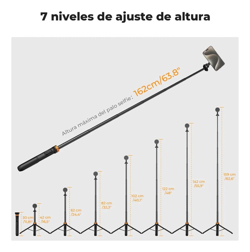 TRIPODE MAGNE TICO AJUSTABLE PARA SMARTPHONE CON CONTROL REMOTO - 6