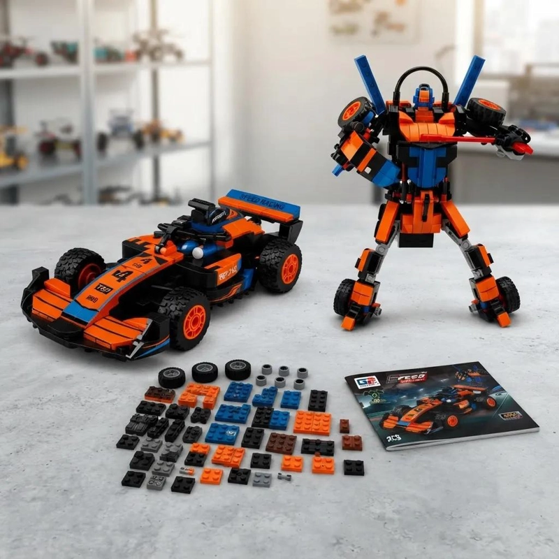 JUGUETE ARMABLE 2 EN 1: AUTO DE CARRERA Y ROBOT DE 322 PIEZAS - 3