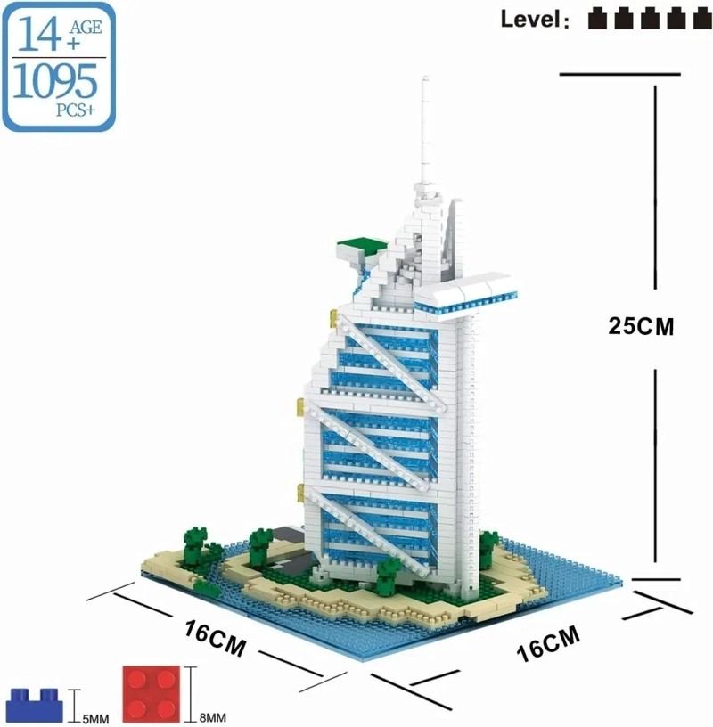 SET DE CONSTRUCCION 3D HOTEL BURJ AL ARAB 1095 PIEZAS - 6